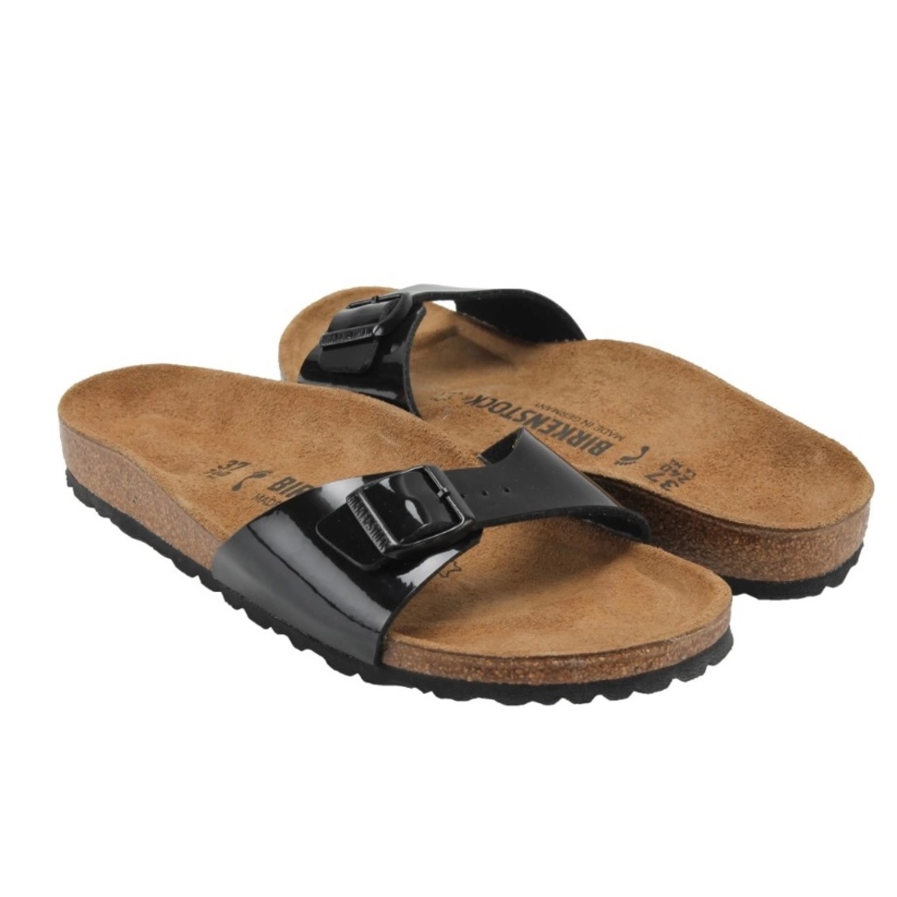 Birkenstock Black Patent Birko-Flor. ONLY tried on inside house.